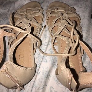 Tan Lace Up Flats